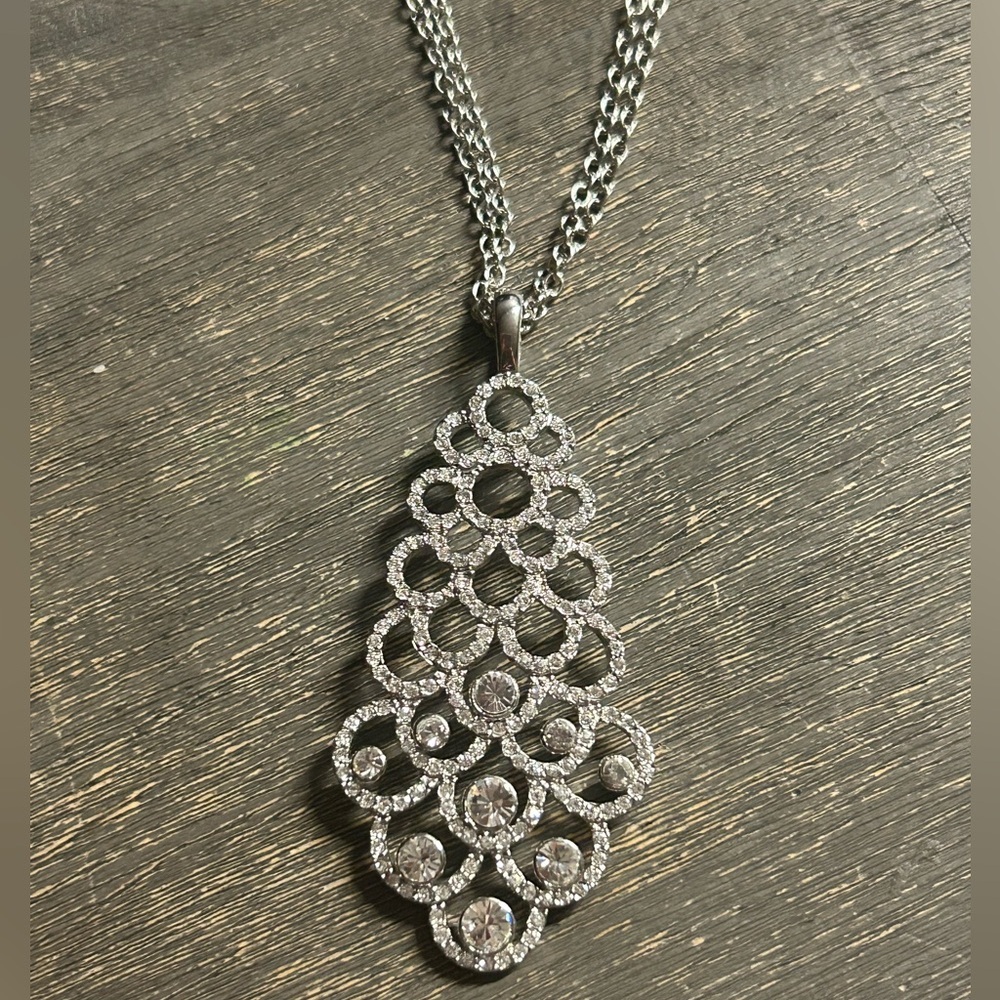 Allen Schwartz (ABS) Silver CZ Pendant‎ Necklace